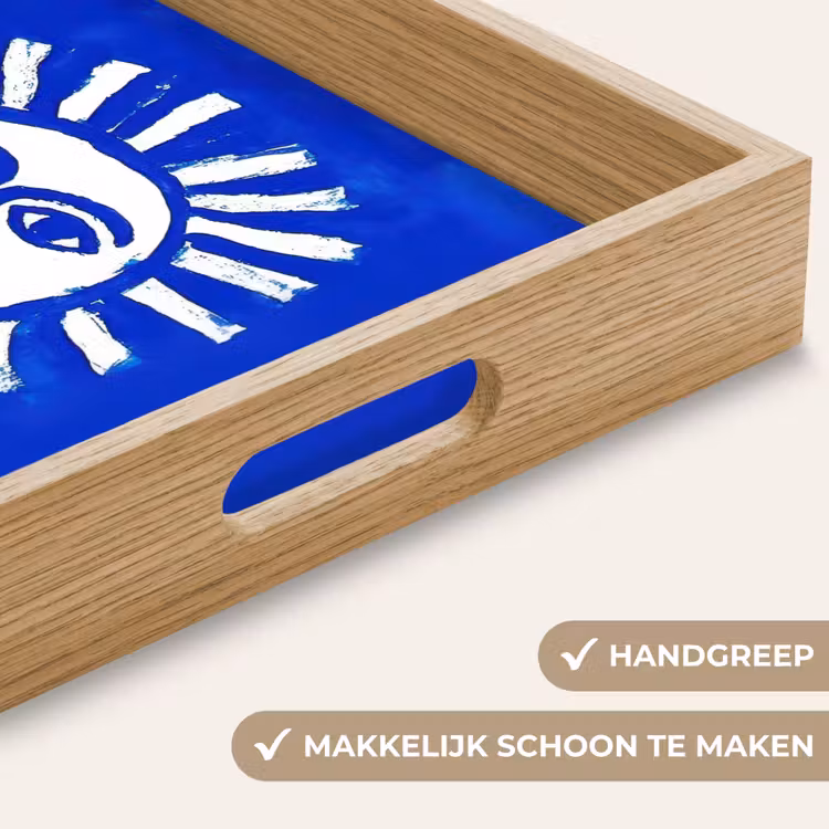 Dienblad - Zon - Gezicht - Penseelstructuur - Blauw — 5
