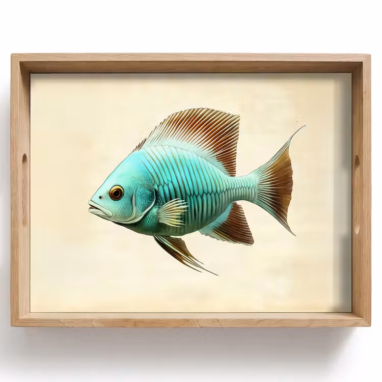 Dienblad - Schubben - Vis - Mint - Minimalistisch — 1