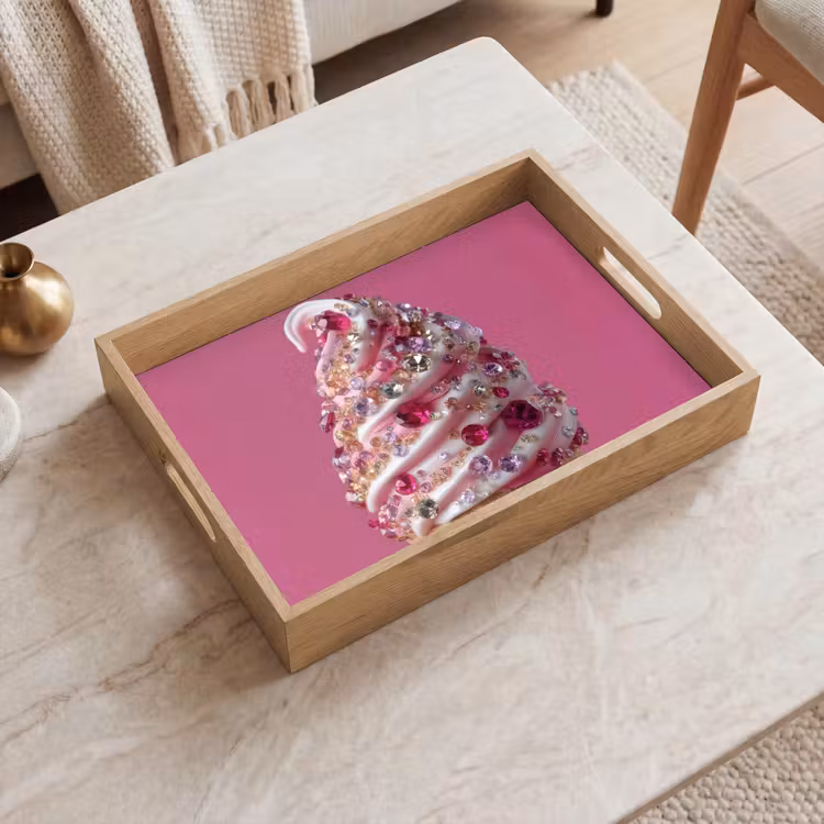 Dienblad - Softijs - Edelstenen - Roze - Hoorntje — 2