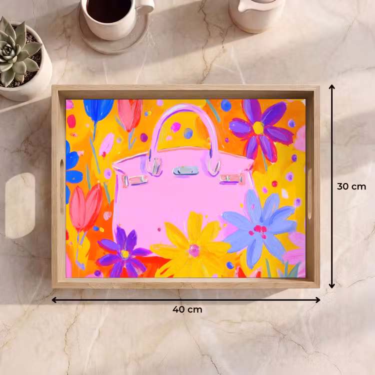 Dienblad - Tas - Roze - Bloemen — 9