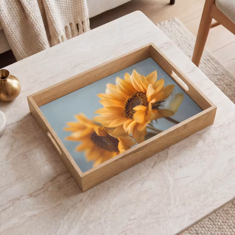Dienblad - Zonnebloemen - Geel - Wazig — 2