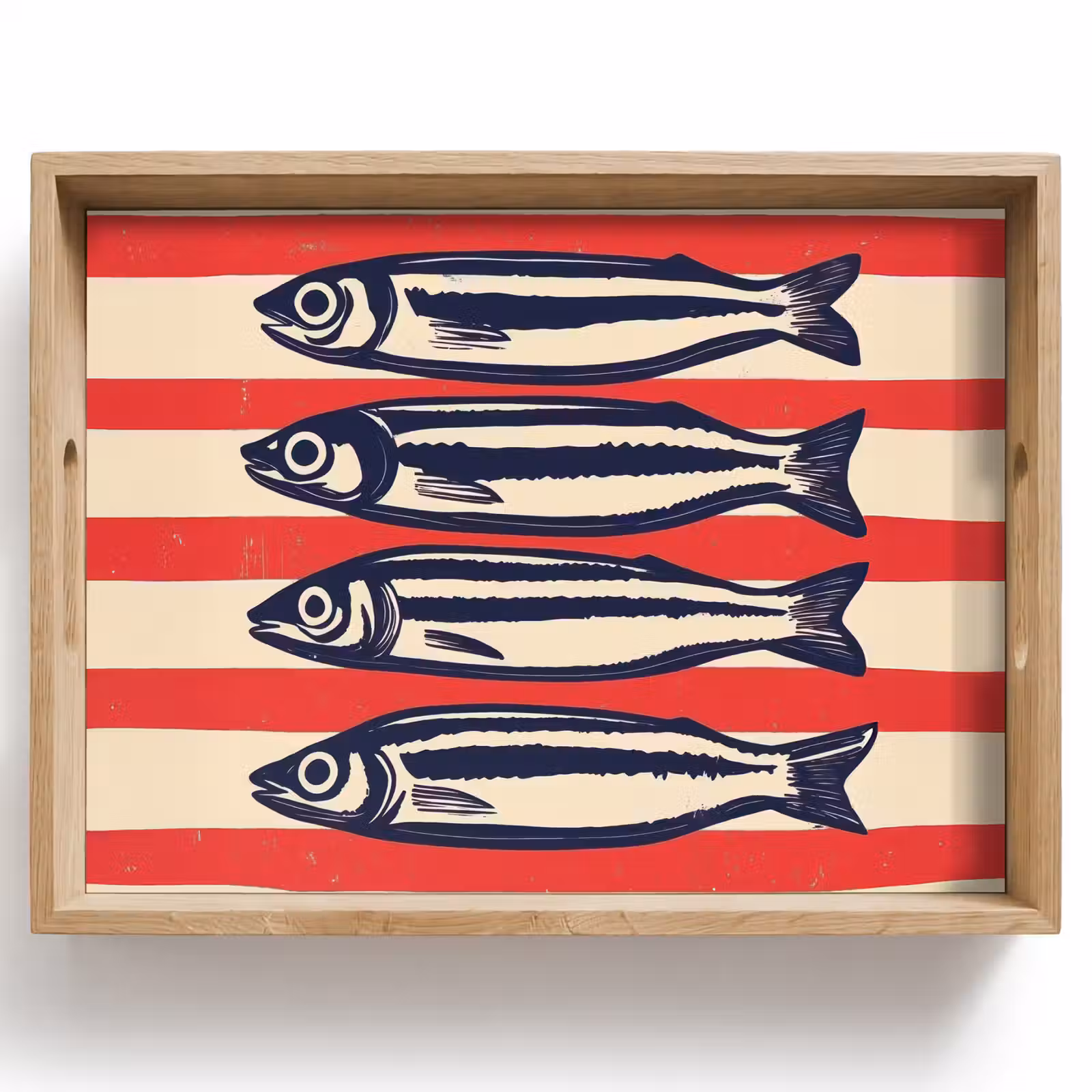Dienblad - Sardines - Rood en beige strepen — 1