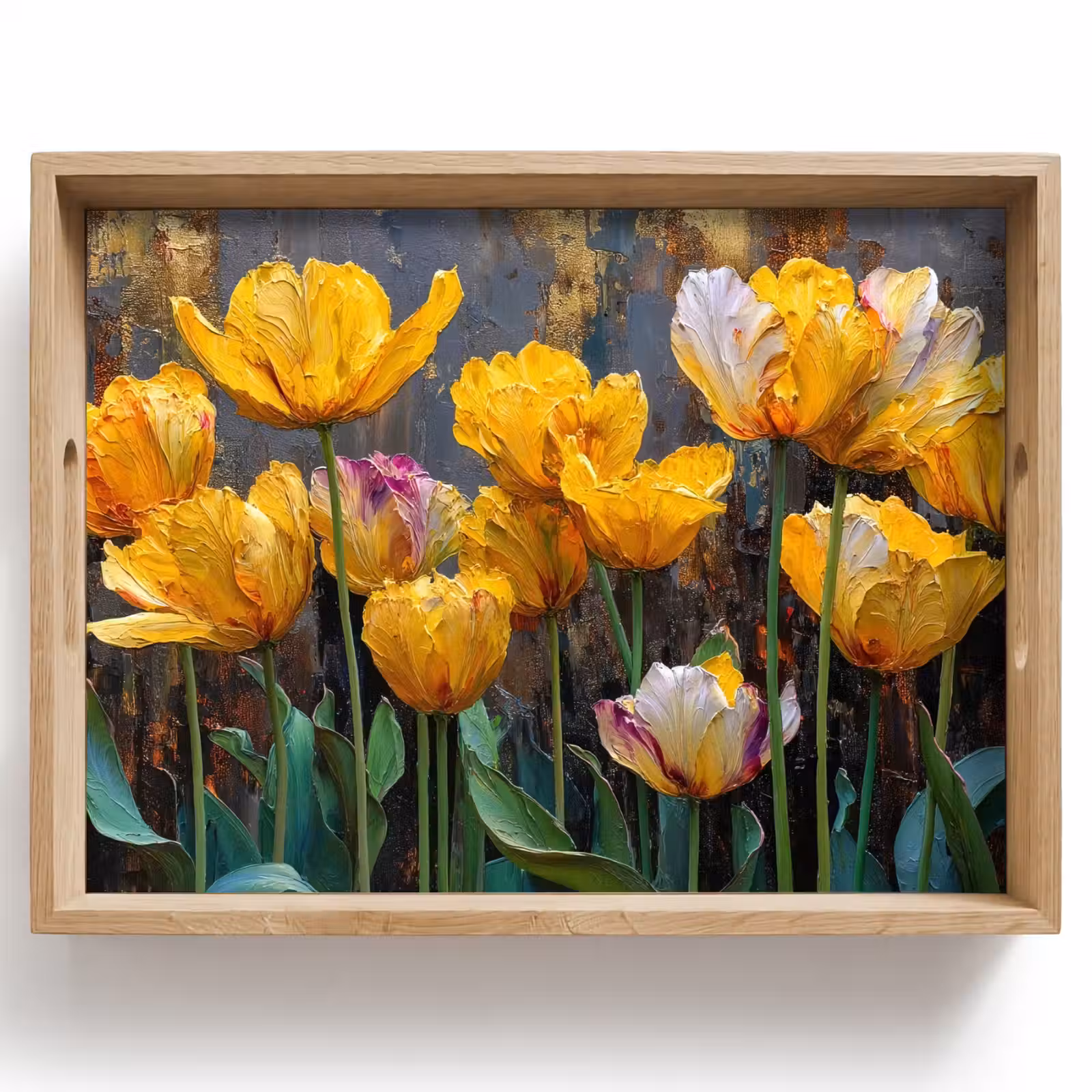 Dienblad - Tulpen - Geel - Penseelstreken - Abstract — 1