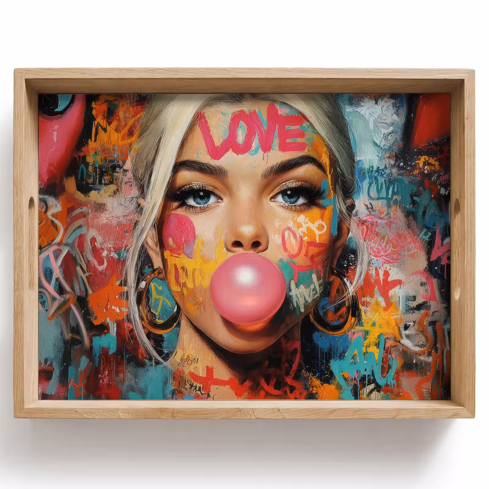Dienblad - Vrouw - Kauwgom - Graffiti - Love — 1