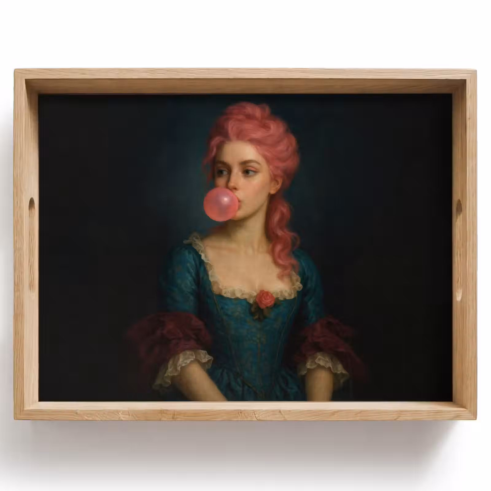 Dienblad - Vrouw - Portret - Kauwgombel — 1
