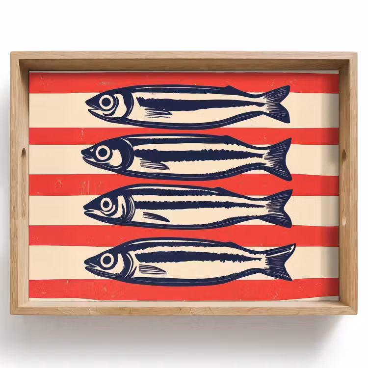 Dienblad - Sardines - Rood en beige strepen — 1