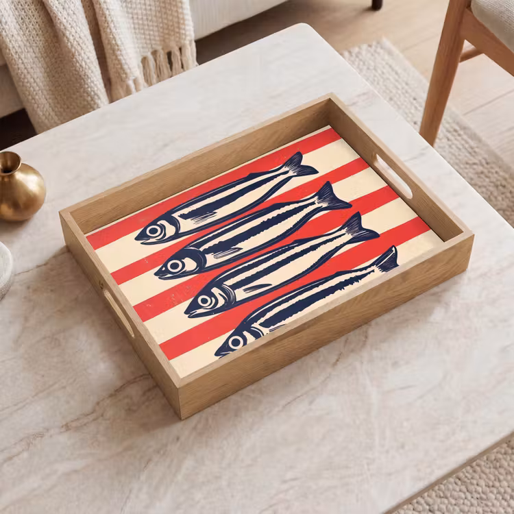 Dienblad - Sardines - Rood en beige strepen — 2