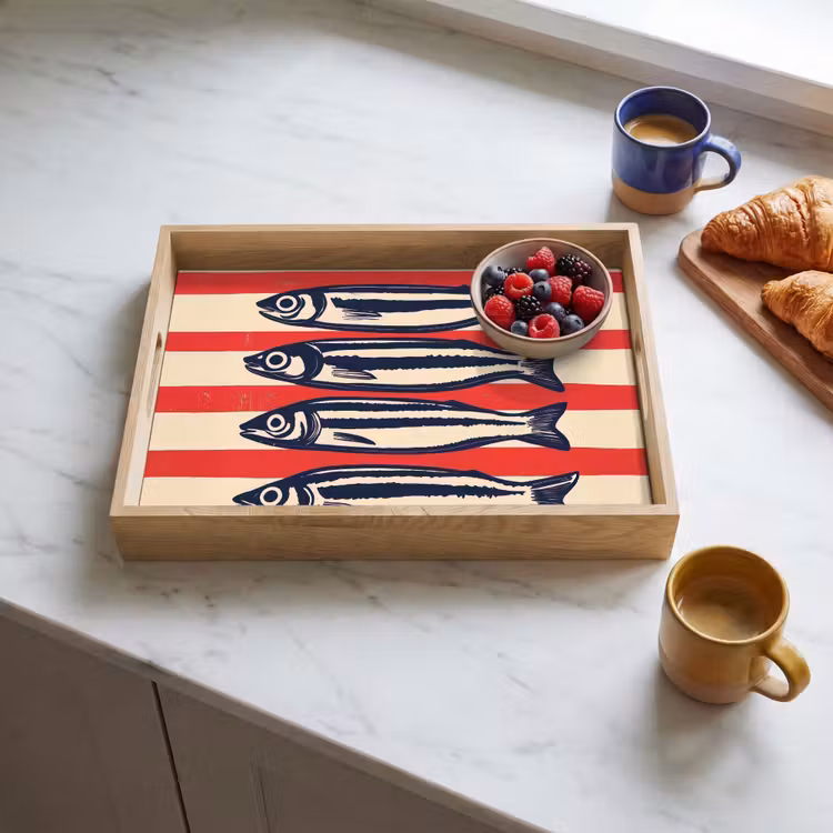 Dienblad - Sardines - Rood en beige strepen — 4