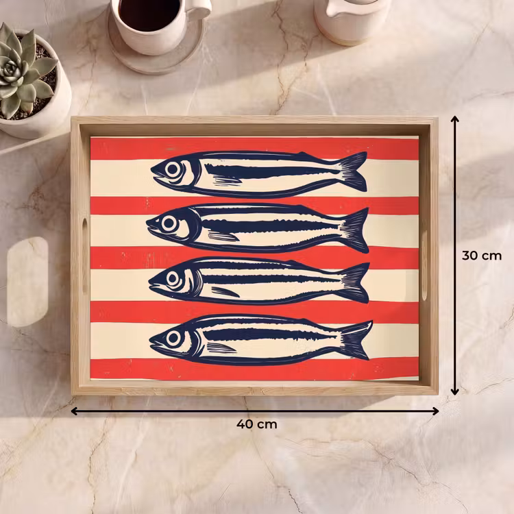 Dienblad - Sardines - Rood en beige strepen — 9