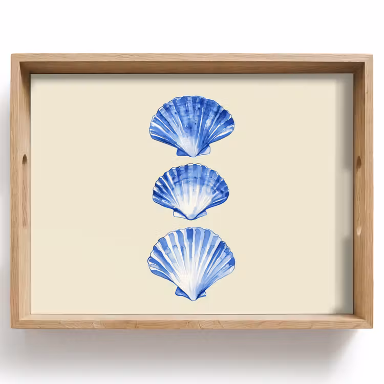 Dienblad - Schelpen - Blauw - Beige — 1