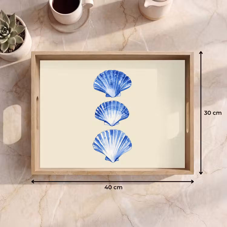 Dienblad - Schelpen - Blauw - Beige — 9