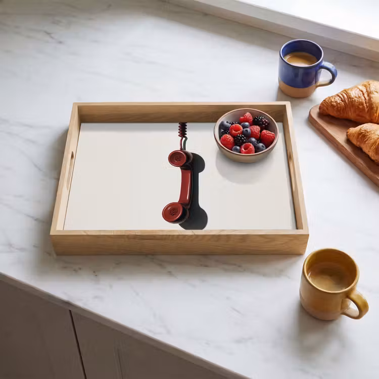 Dienblad - Telefoon - Koord - Rood - Minimalistisch — 4