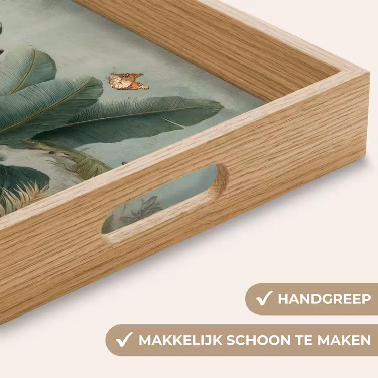Dienblad - Tropisch bladerdek - Vlinders - groen - Bruin — 5