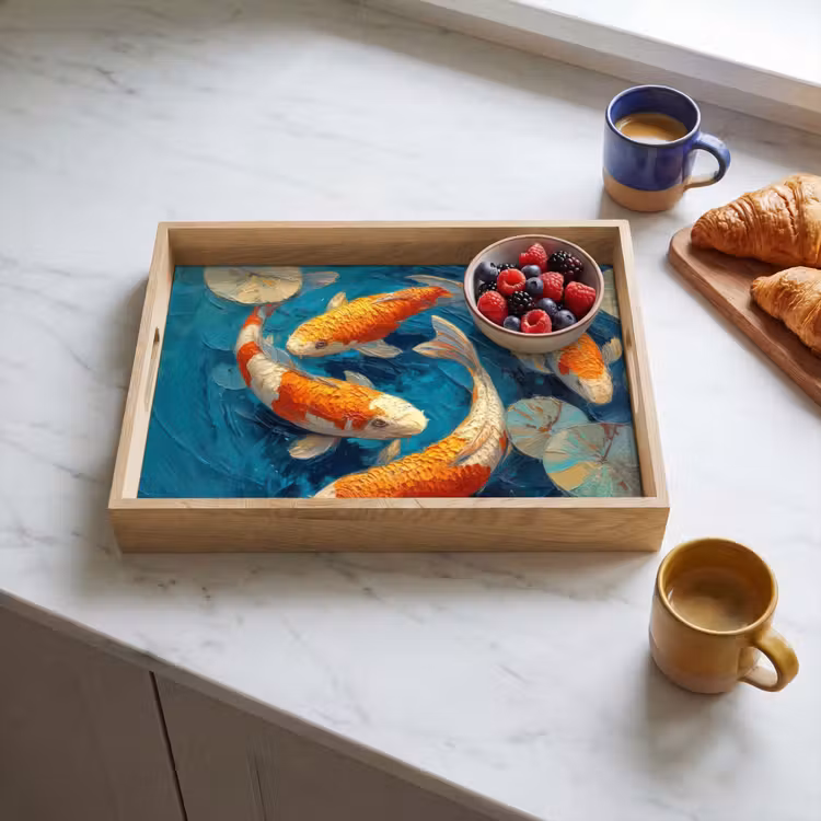 Dienblad - Vissen - Waterlelies - Oranje - Water — 4