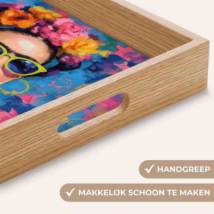 Dienblad - Vrolijk portret - Vrouw - Bloemenkroon — 5