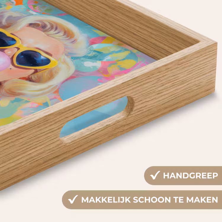 Dienblad - Vrouw - Blond - Roze kauwgom - Kleurrijk - Pastel — 5