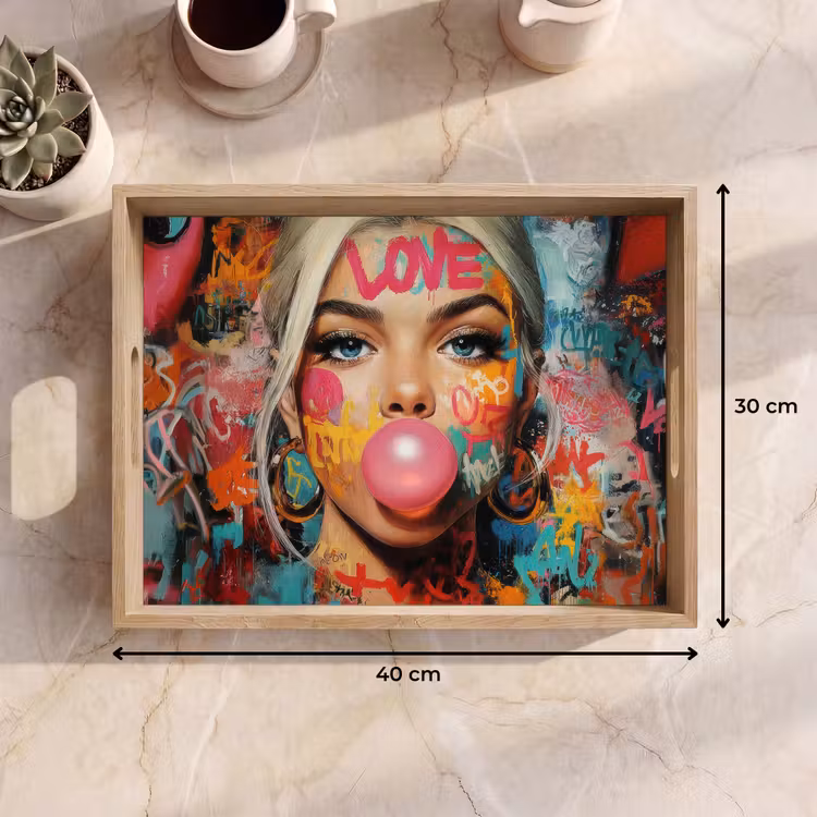 Dienblad - Vrouw - Kauwgom - Graffiti - Love — 9