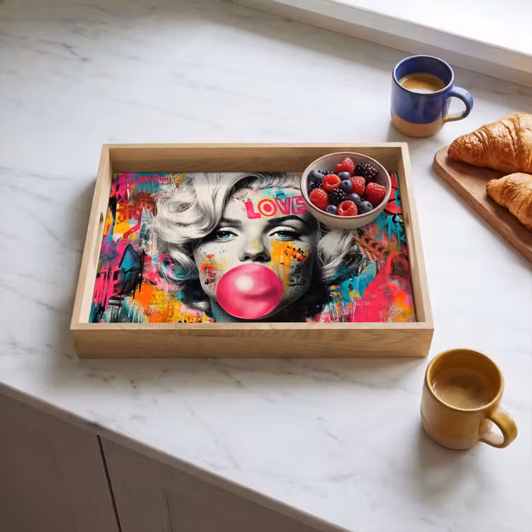 Dienblad - Vrouw - Kauwgom - Graffiti - Neonkleuren — 4