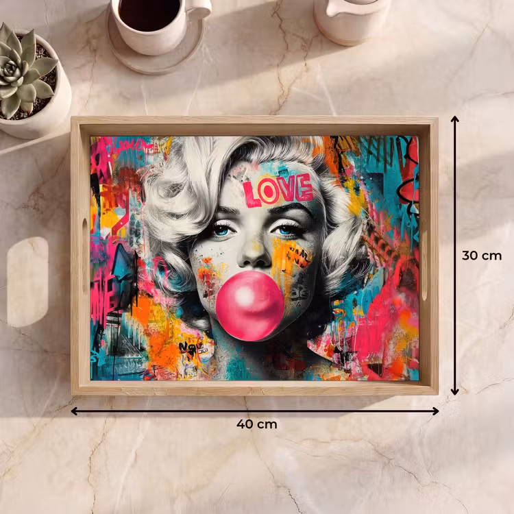 Dienblad - Vrouw - Kauwgom - Graffiti - Neonkleuren — 9