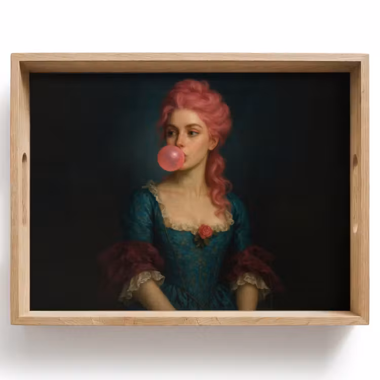 Dienblad - Vrouw - Portret - Kauwgombel — 1