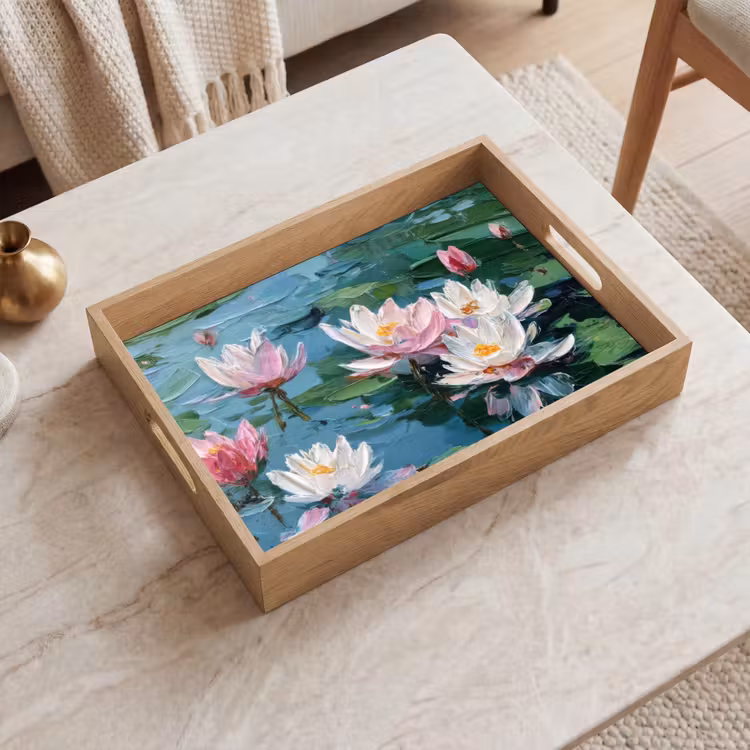 Dienblad - Waterlelies - Bloemen - Roze - Water — 2