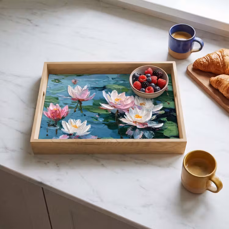 Dienblad - Waterlelies - Bloemen - Roze - Water — 4