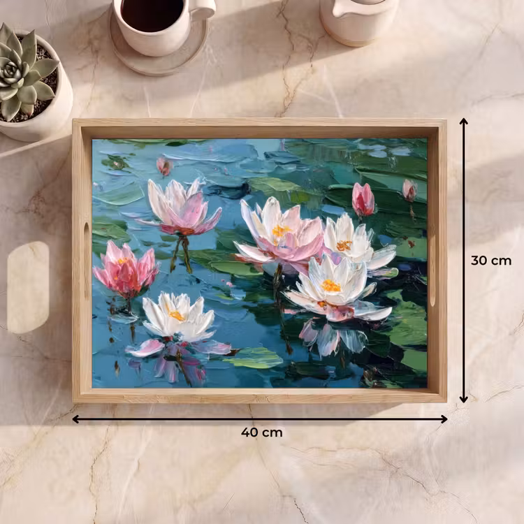 Dienblad - Waterlelies - Bloemen - Roze - Water — 9