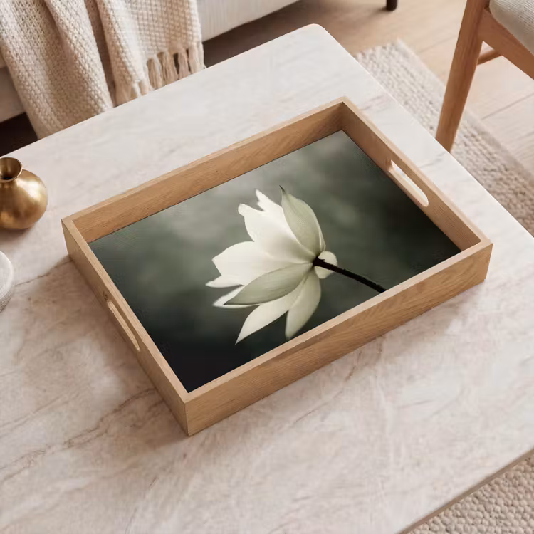Dienblad - Wit - Lotus - Donker - Bloem — 2