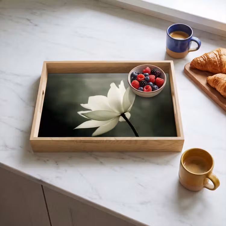Dienblad - Wit - Lotus - Donker - Bloem — 4