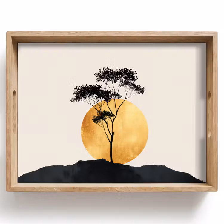 Dienblad - Zwarte boom - Gouden cirkel - Heuvel — 1