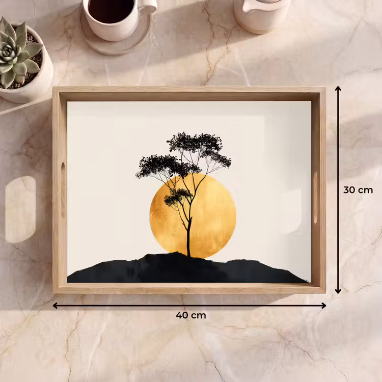 Dienblad - Zwarte boom - Gouden cirkel - Heuvel — 9