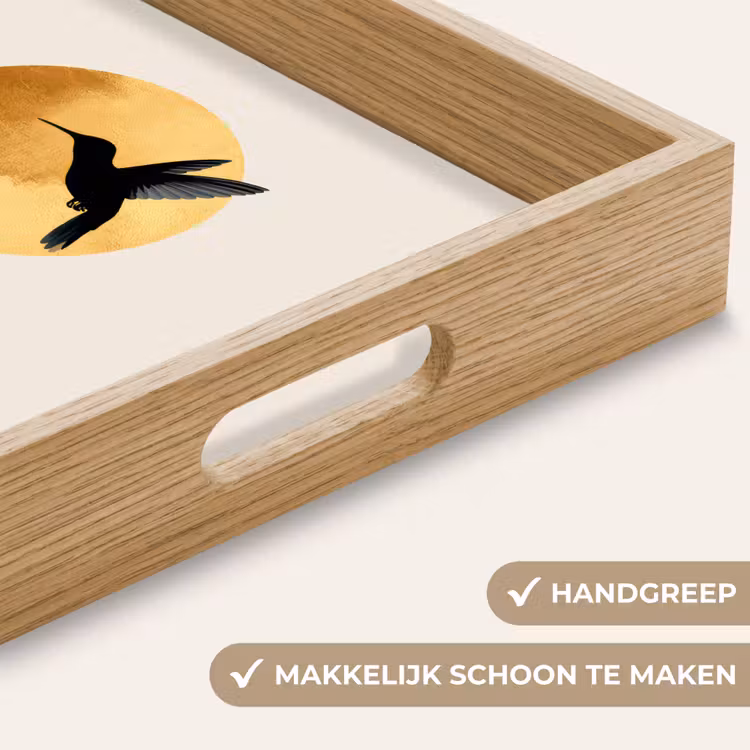 Dienblad - Zwarte kolibrie - Bloem - Gouden cirkel — 5
