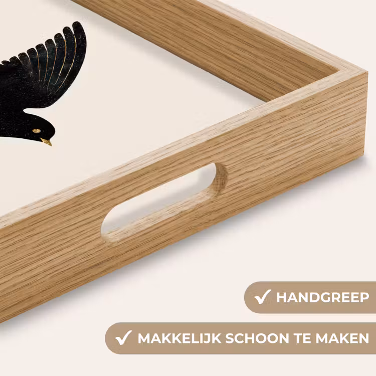 Dienblad - Zwarte zwaluw - Gouden accenten - Lichte achtergrond — 5