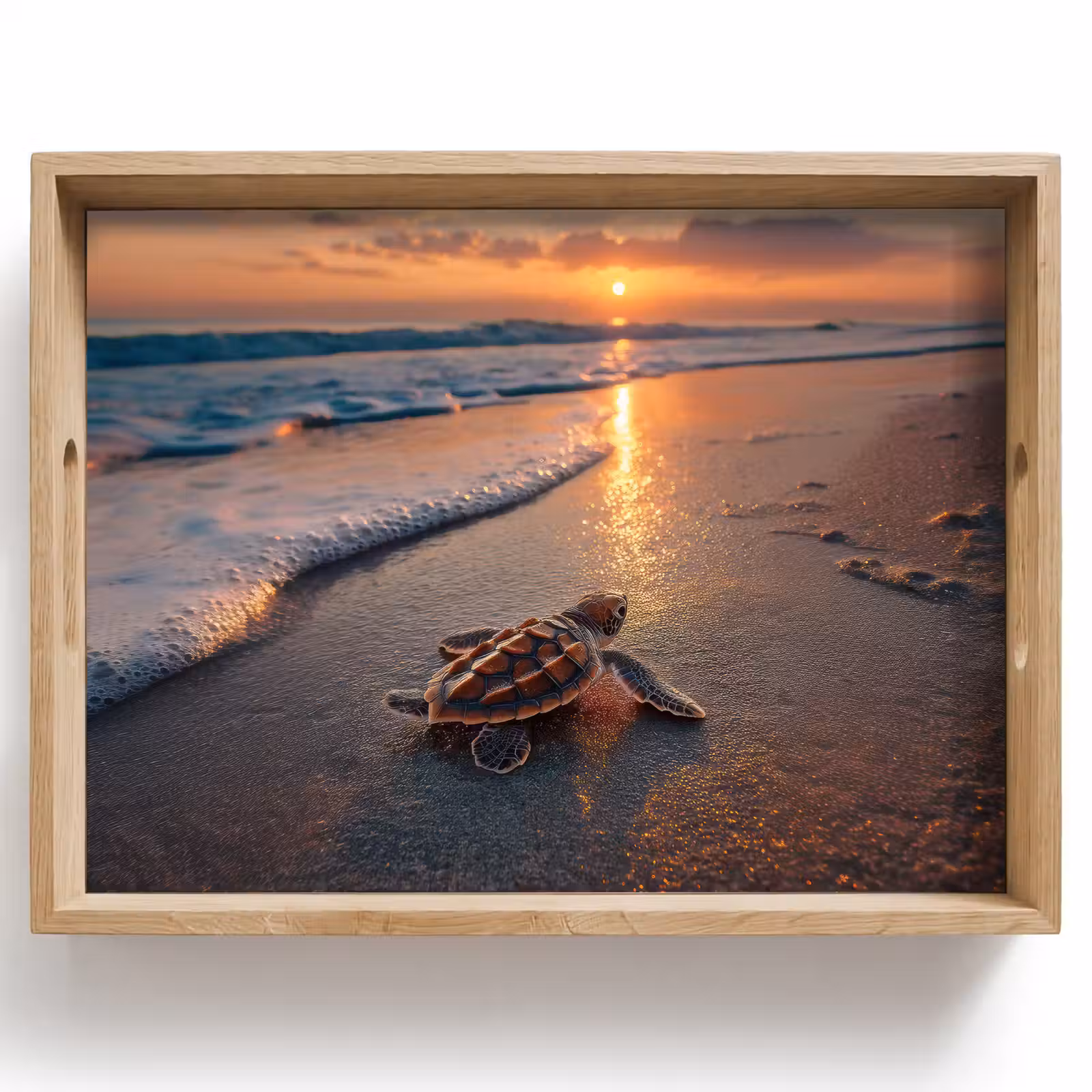 Dienblad - Schildpad - strand - Zonsondergang — 1