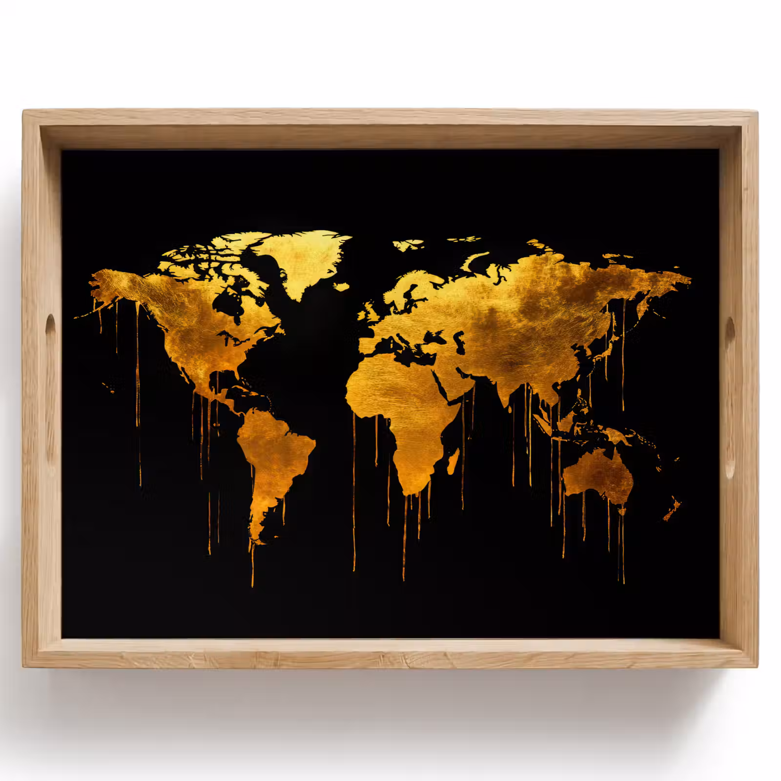 Dienblad - Wereldkaart - Goud - Druipen - Zwart — 1