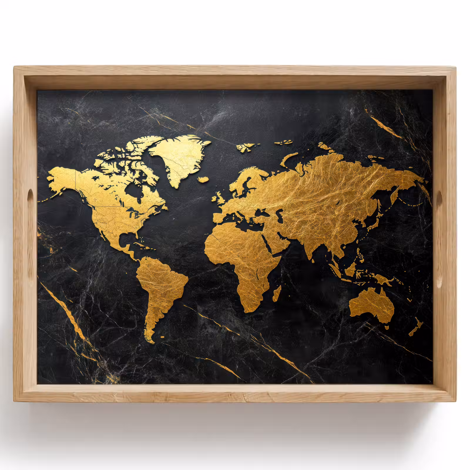 Dienblad - Wereldkaart - Goud - Marmer — 1