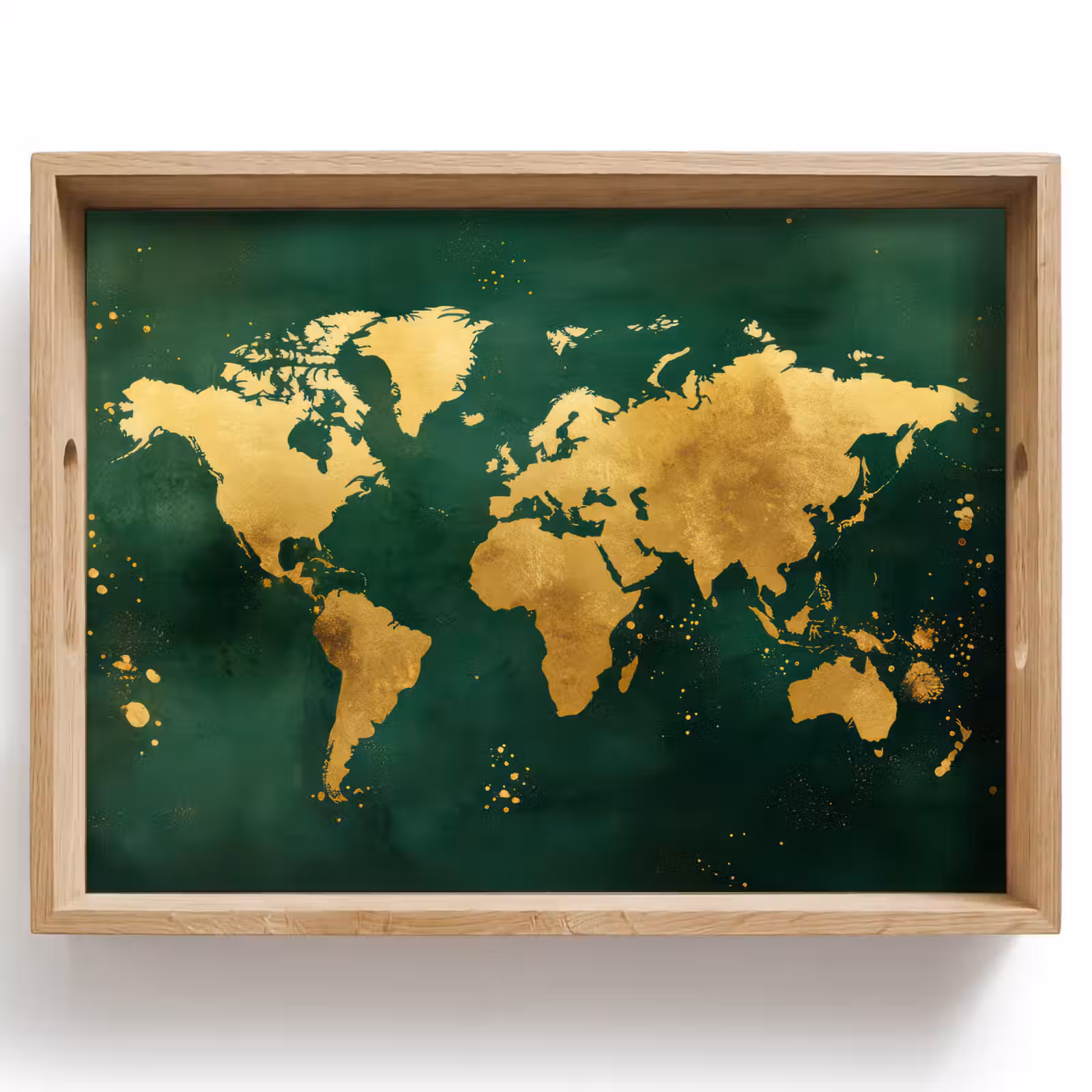 Dienblad - Wereldkaart - Groen - Goud — 1