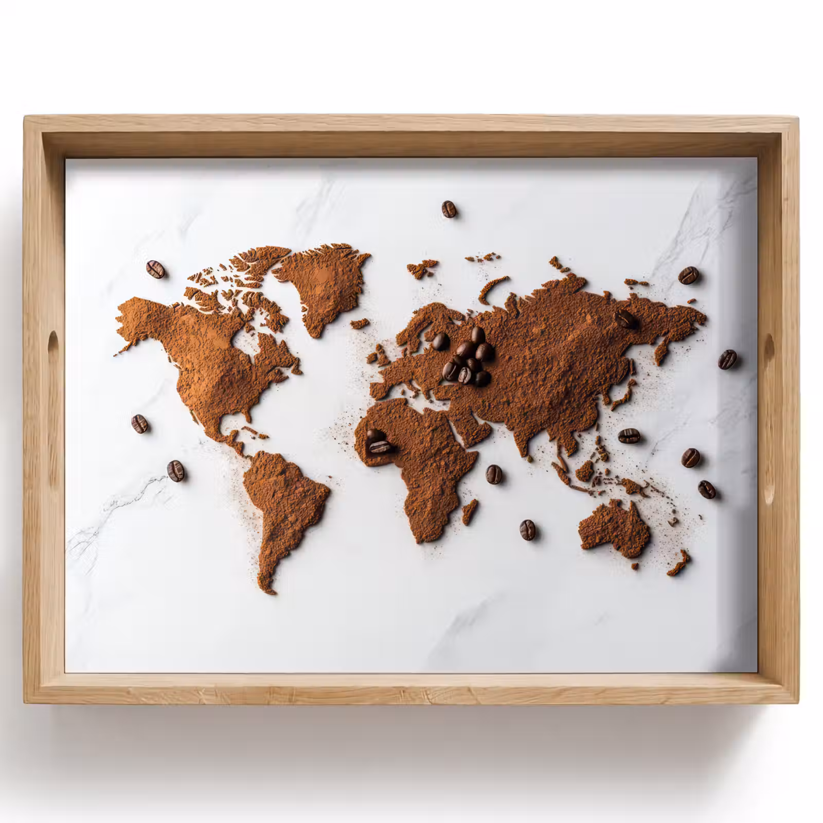 Dienblad - Wereldkaart - Koffie - Marmer — 1