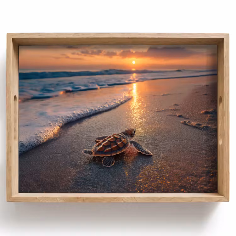 Dienblad - Schildpad - strand - Zonsondergang — 1