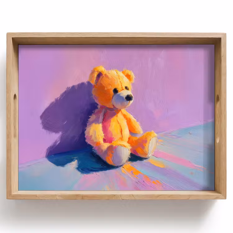 Dienblad - Teddybeer - Schaduw - Penseelstreken - Paars — 1