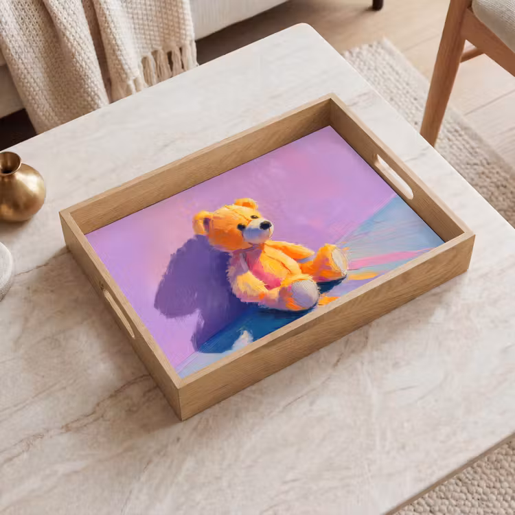 Dienblad - Teddybeer - Schaduw - Penseelstreken - Paars — 2