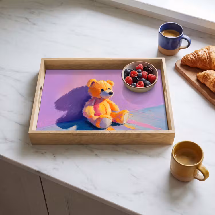 Dienblad - Teddybeer - Schaduw - Penseelstreken - Paars — 4