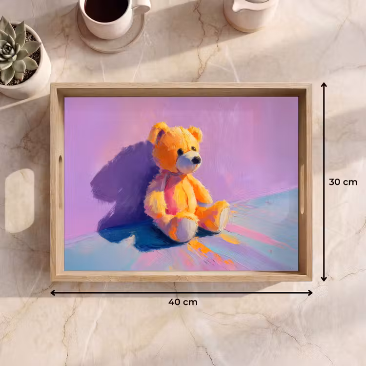 Dienblad - Teddybeer - Schaduw - Penseelstreken - Paars — 9