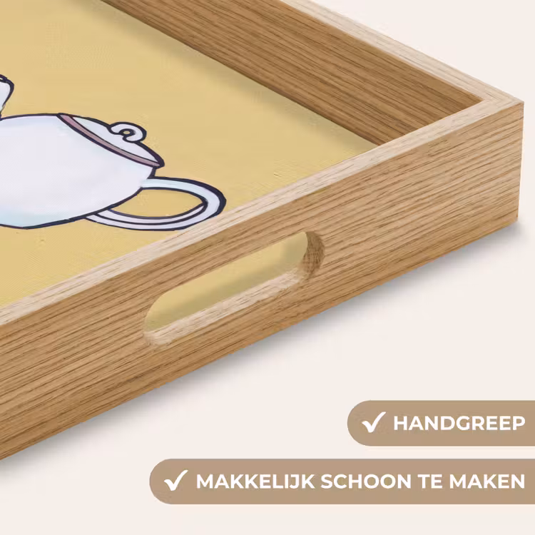 Dienblad - Theepot - Kopje - Beige - Illustratie — 5