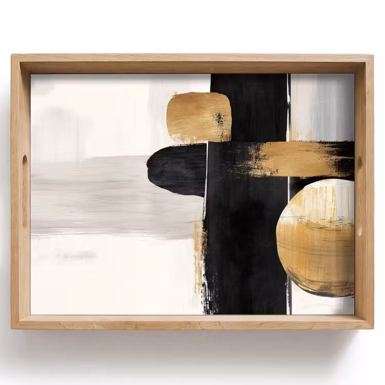 Dienblad - Vormen - Penseelstreken - Abstract - Goud — 1