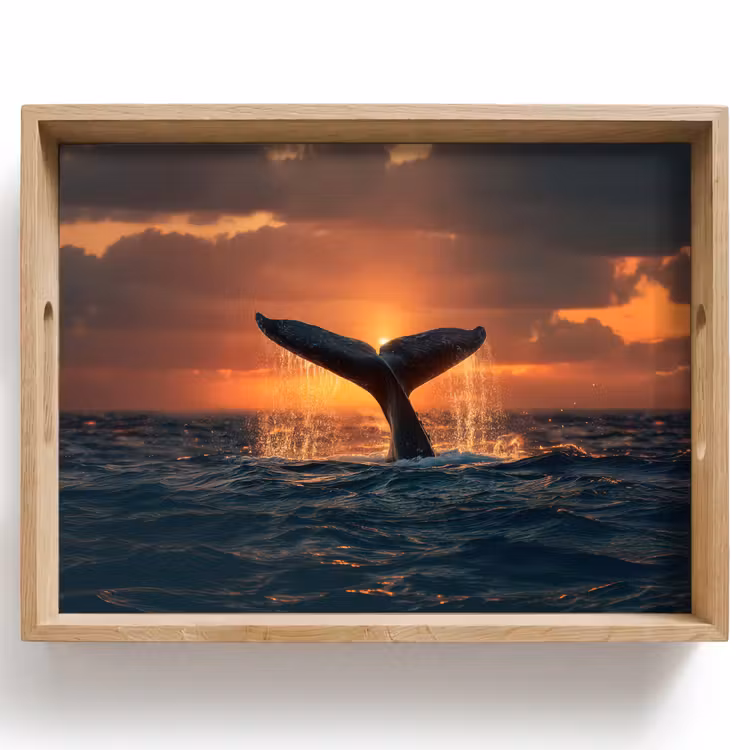 Dienblad - Walvis staart - Water - Zonsondergang — 1