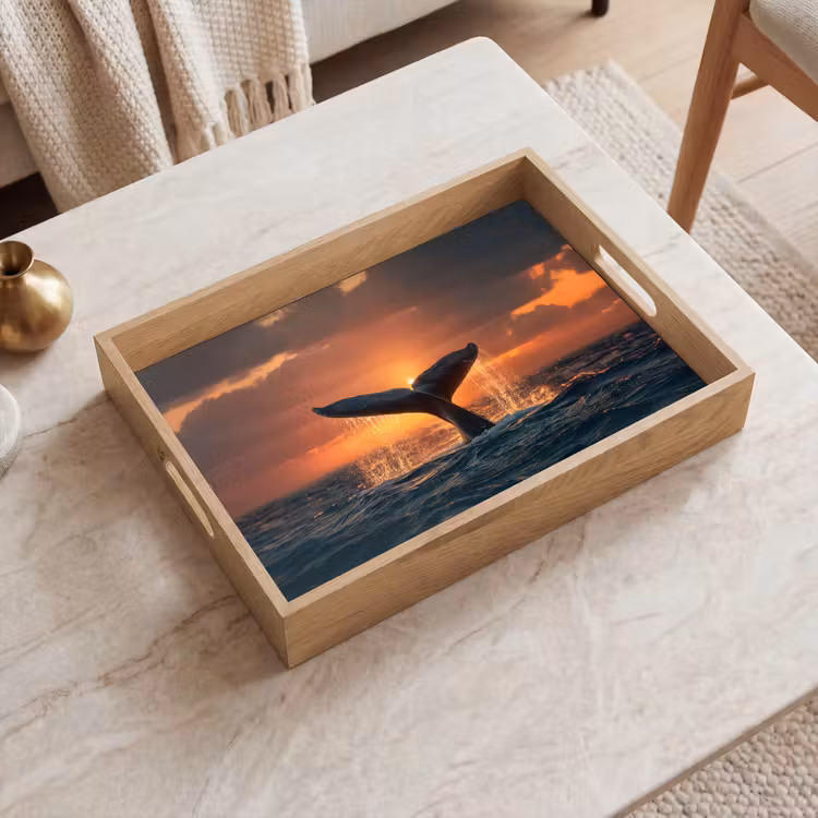 Dienblad - Walvis staart - Water - Zonsondergang — 2