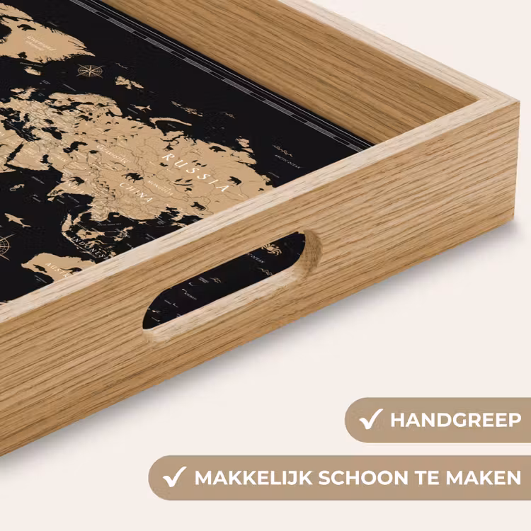Dienblad - Wereldkaart - Beige - Zwart — 5
