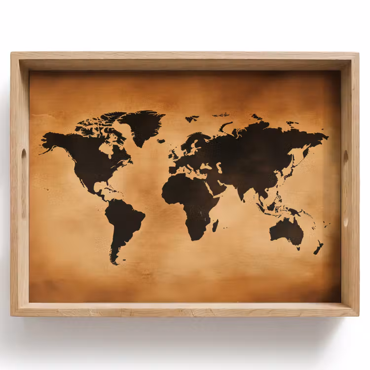 Dienblad - Wereldkaart - Bruin - Kaart — 1