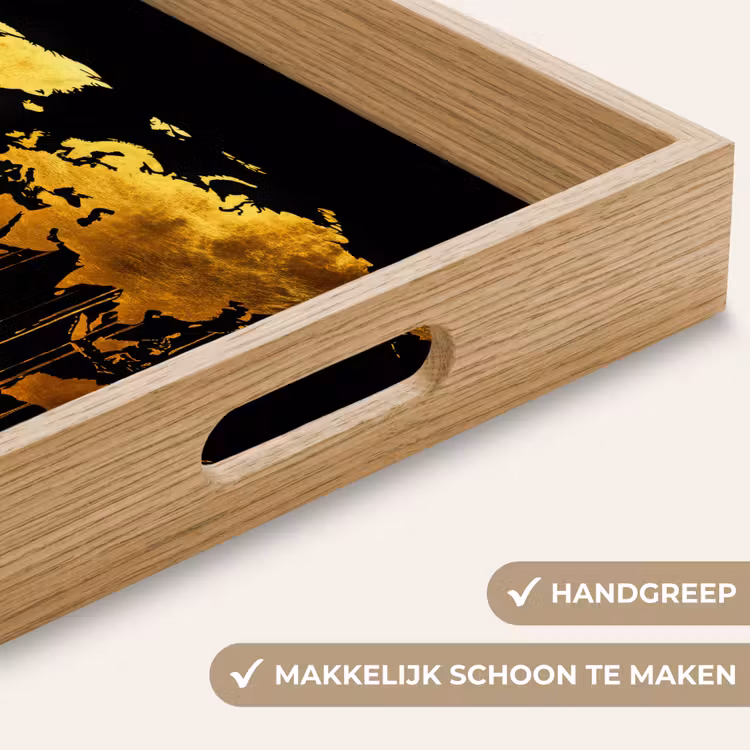 Dienblad - Wereldkaart - Goud - Druipen - Zwart — 5